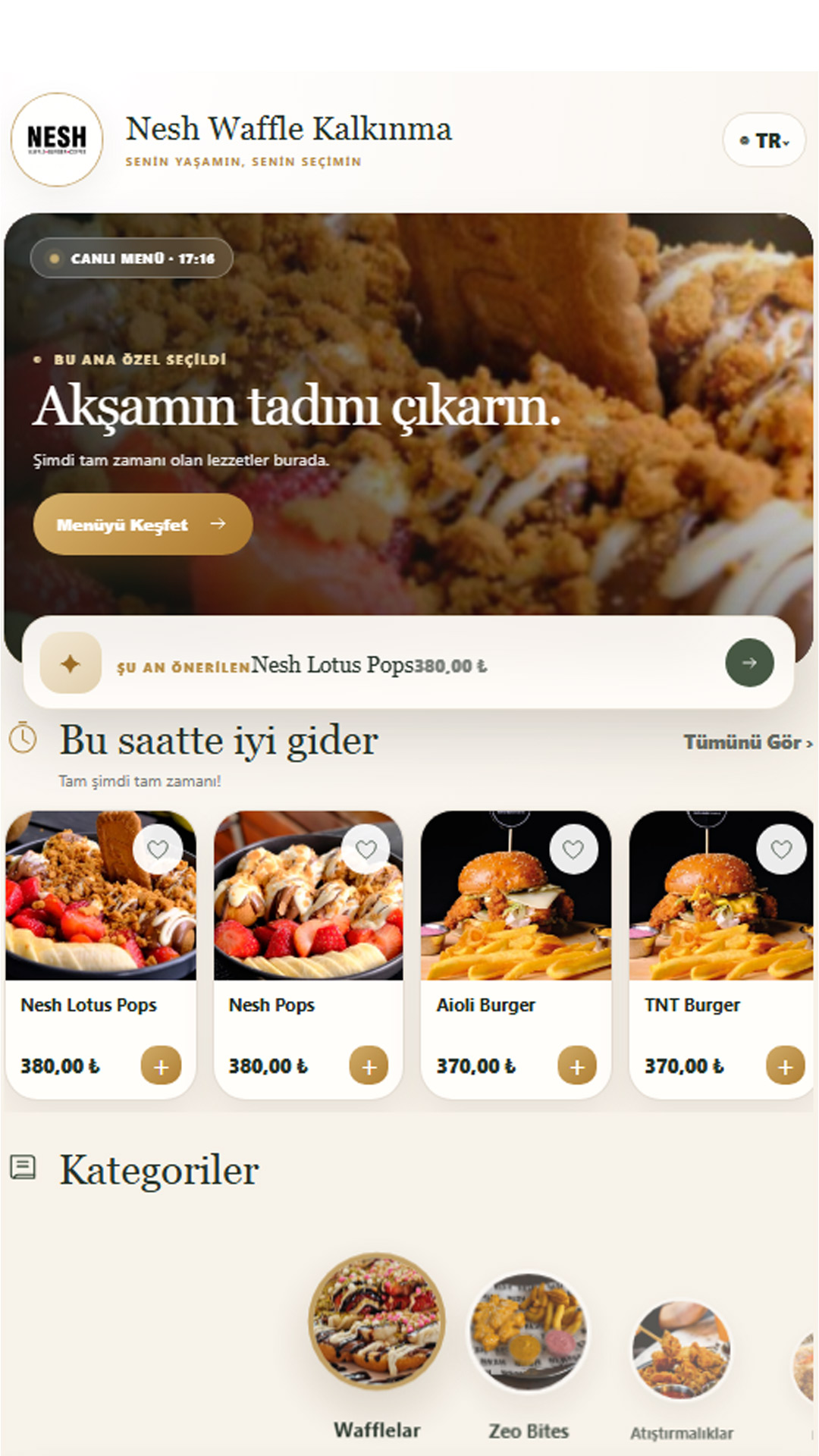 Fresh Menü örneği